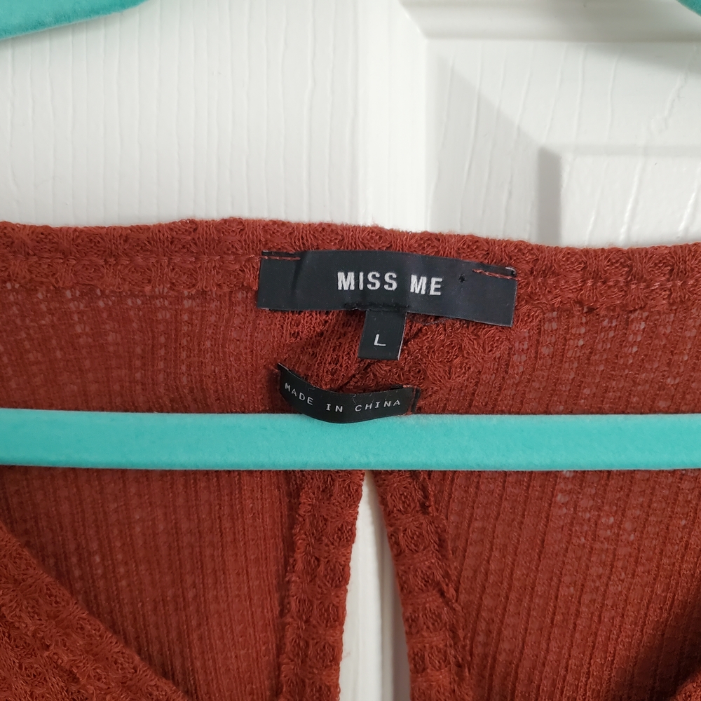 Miss Me RDI Rust Red Textured Long Sleeve Top - Picture 3 of 6